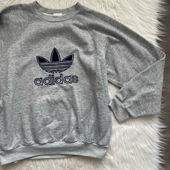 Vintage Adidas Sweatshirt Crewneck Gray Spell Out oversized crewneck Medium - Picture 2 of 11